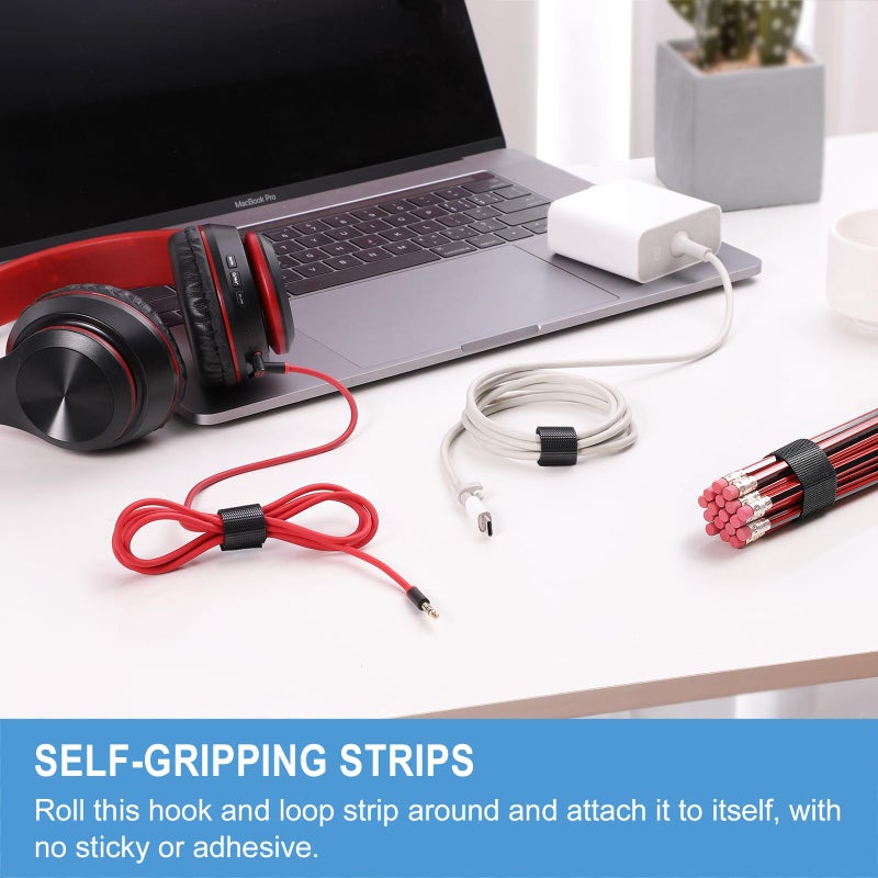 QTBLY 1in x 24ft | Hook and Loop Straps Heavy Duty | Double Sided Self-Gripping Strips | Reusable Multi-Purpose Wrap Roll for Home, Office, Data Center, and More - Image 3